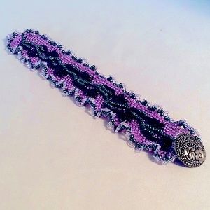 Couture Beaded Bracelet in purple, lavender & grey